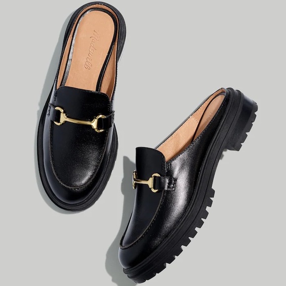 Madewell Shoes - Madewell The Bradley Hardware Lugsole Leather Loafer Mule Preppy Black Sz 8